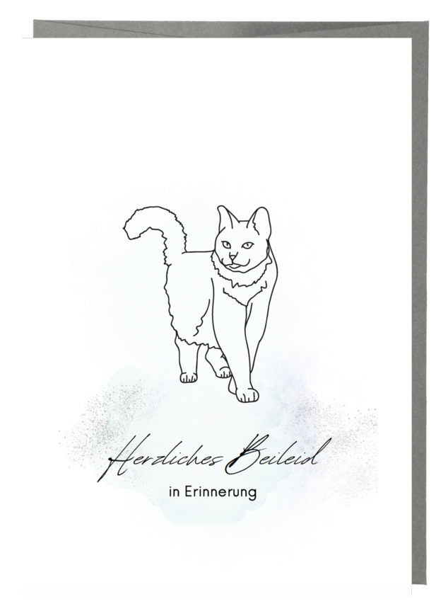 MemoryCard TierTrauerkarte «B6» NobleKarte Katze mit Spruch «Herzliches Beileid in