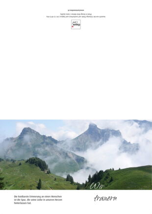 Trauerkarte - Aussicht Schynige Platte - Außenbogen