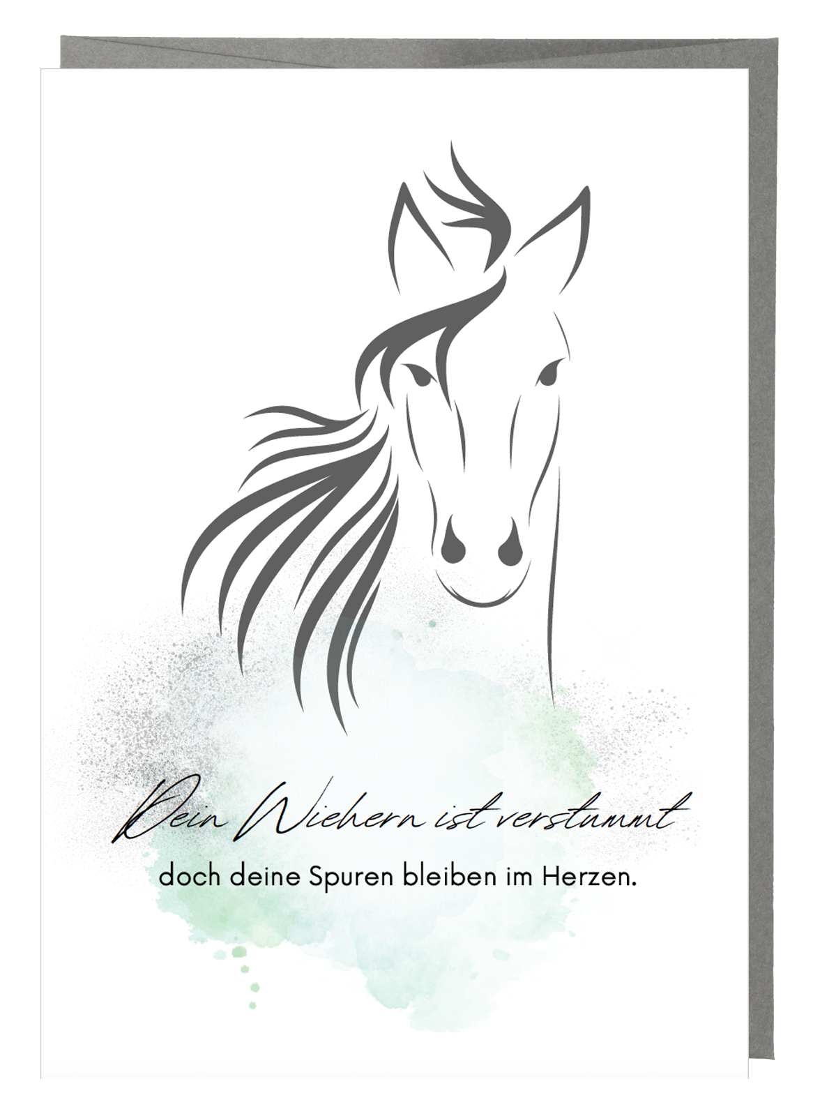 NobleKarte Pferd mit Spruch «doch deine Spuren bleiben im Herzen» de